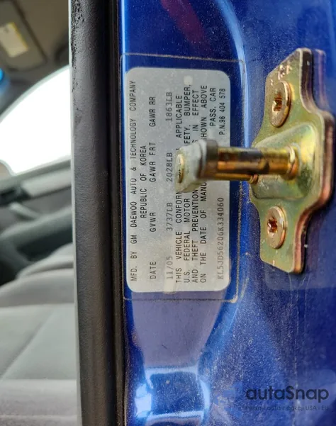 2006 Suzuki Forenza из США, поврежденный, VIN KL5JD56Z06K334060